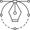 Symbolische Darstellung eines Zeichenstiftes, welcher einen Kreis zeichnet.