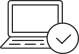 Symbolische Darstellung eines Laptops mit einem Haken.