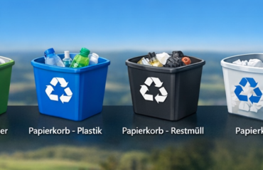 4 unterschiedliche Papierkörbe auf einem Desktop